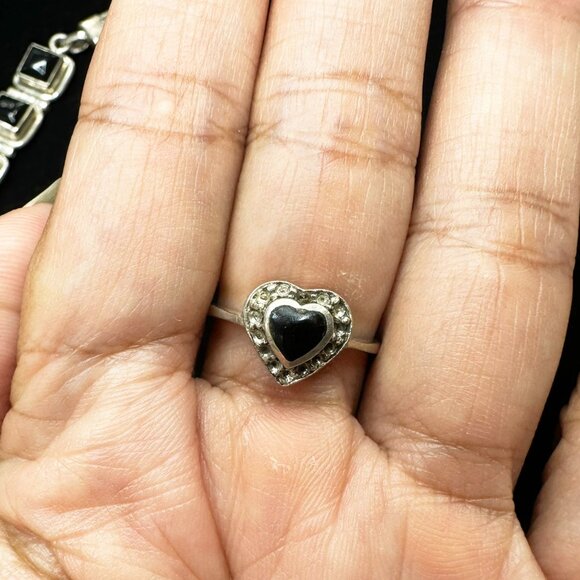 Sterling Silver & Onyx Bracelet + Earrings Set w/ Bonus Ring & Bags - Picture 13 of 15